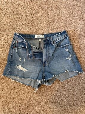 Abercrombie & Fitch Ripped Denim Cutoff Shorts - Blue
